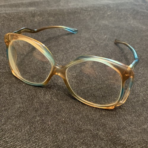 Vintage GIVENCHY Turquoise Swoop Butterfly Oversize BIG EYE glasses Frame Repair - Picture 6 of 24