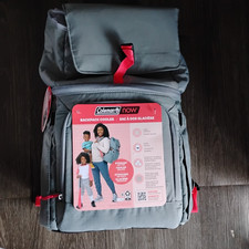 Coleman Now 18-Can Soft-Sided 31.86 qt Backpack Cooler, Gray and Red