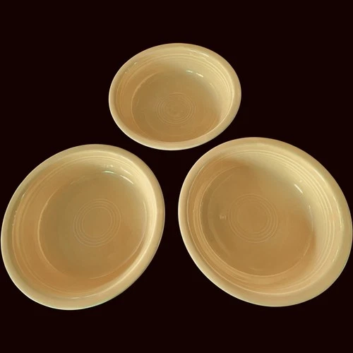 Set of 3 Fiestaware USA HLC Sunflower Yellow Coupe Cereal Soup Bowls 7" USA