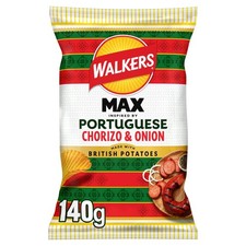 Walkers MAX Portuguese Chorizo & Onion Sharing Crisps 140g
