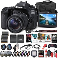 Canon EOS 80D DSLR Camera W/ 18-55mm Lens 1263C005 - Advanced Bundle