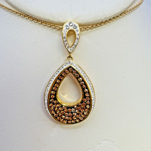 Authentic 18k Yellow Gold Plated Clear + Chocolate Crystal Pendant with Matching Earrings