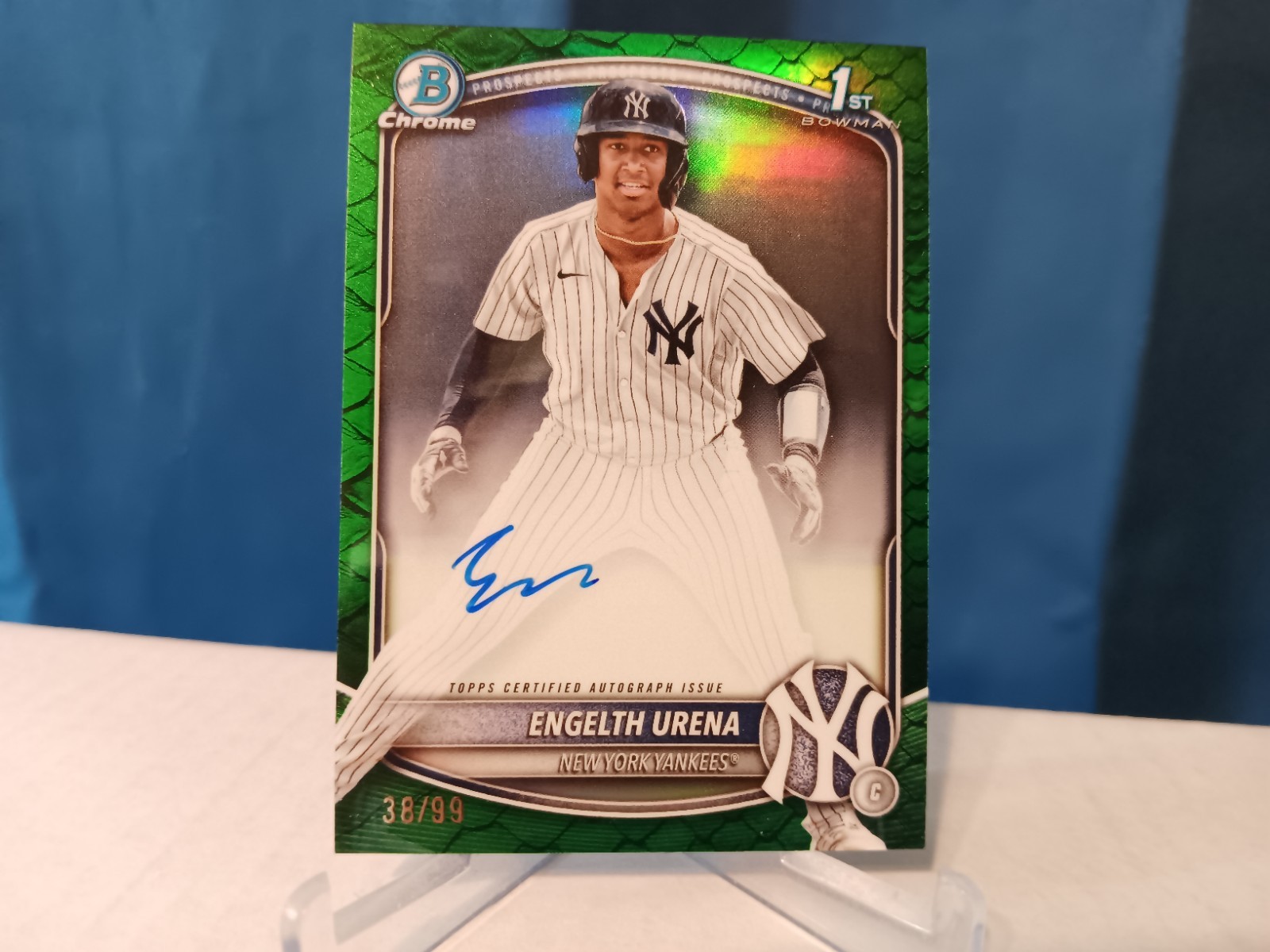 Engelth Urena 2025 Bowman 1st Chrome green Reptilan 38/99 Auto Ny Yankees