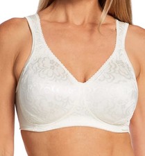 Playtex 18 Hour Ultimate Lift Support Wire Free Bra 38DD 4745 Jacquard WHITE