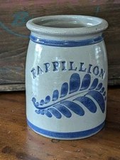 Vintage Salt-glazed 6" high Signed Crock Pottery Pappillion  Nebraska 