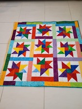 Handmade Baby quilt,unisex baby quilt,crib quilt,toddler,Batik Star Sensation3