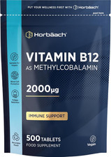 Vitamin B12 Tablets High Strength 2000ug | 500 Vegan Tablets | Methylcobalamin |