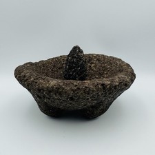 "Roca volcánica vintage mexicana de molcajete (mortero y mortero) de 6,5"" de diámetro"