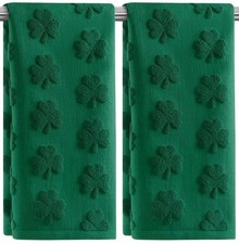2 Pack St. Patrick's Day Hand Towels Kitchen Dish Towels Green Shamrock 100 ...