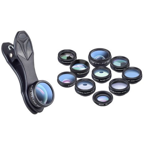 10 in 1 Phone Camera Lens Phone Lens Kit 198° Fisheyes Lens Wide Angle Lens Set - 第 1/8 張圖片
