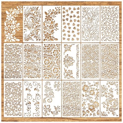 Floral Stencils for Crafts, Texture Leaf Background Stencils for Painting on ...