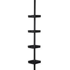 4 Tier Tension Corner Shower Organizer Caddy in Matte Black