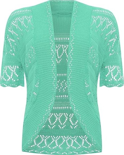 Ladies' Women’s Crochet Knit Short Sleeve Shrug Cardigan Bolero M-2XL - Picture 21 of 25