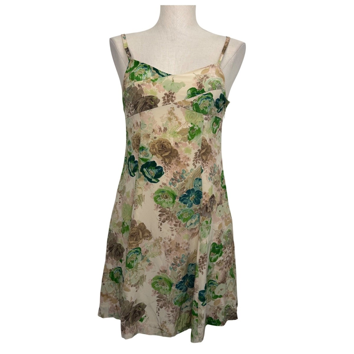 HD in Paris Anthropologie Small 100% Silk Mini Dress Floral Cottagecore  Fairy | eBay