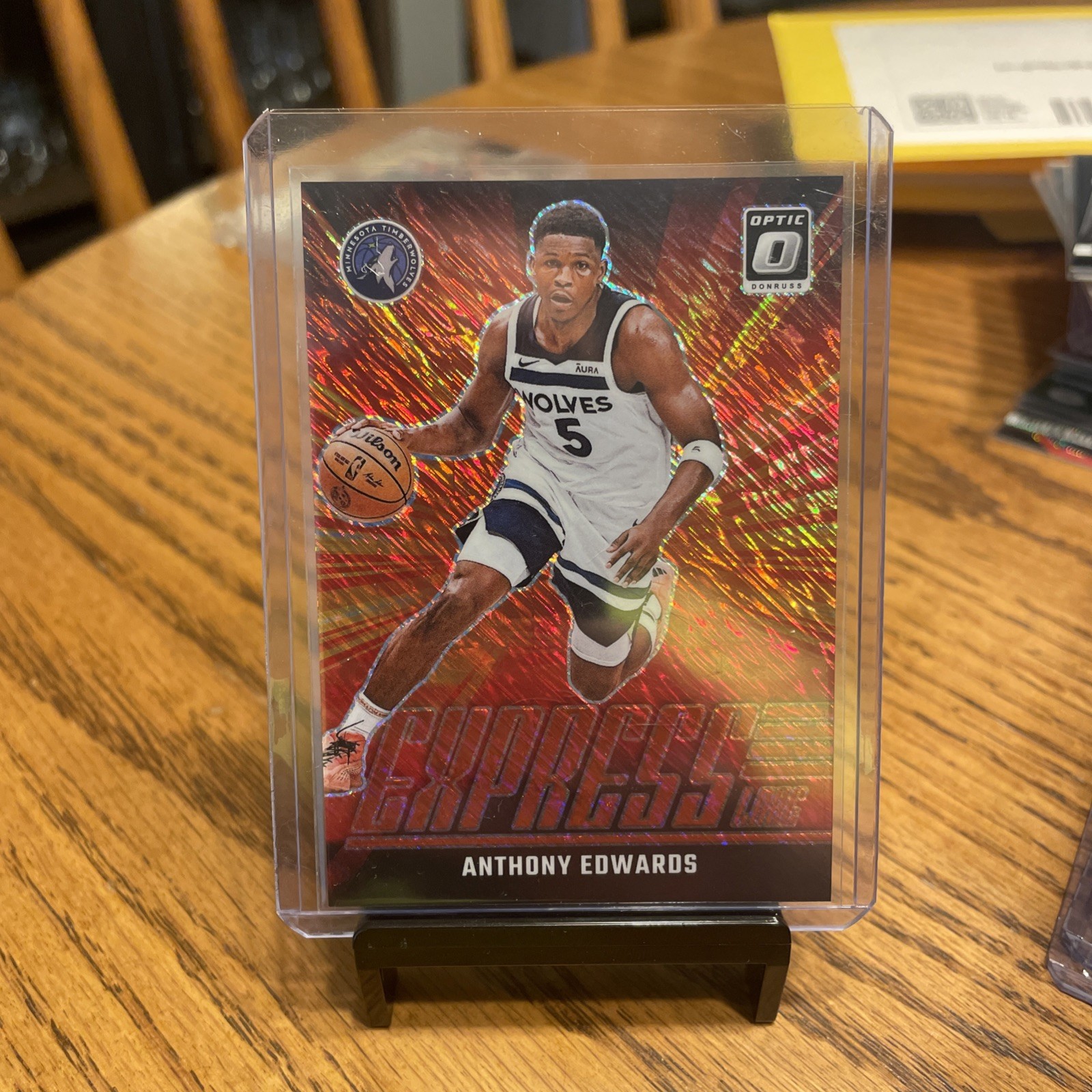 2024-25 Panini Donruss Optic Anthony Edwards Express Lane Red Shimmer SP 3/75