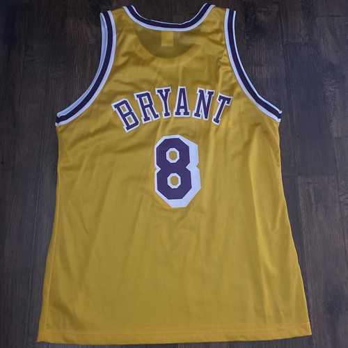 Champion Kobe Bryant #8 Los Angeles Lakers NBA Yellow Jersey Size 44