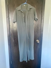 Gray Unisex Short Sleeve Button-Front Mechanic Work Coveralls Cotton Blend