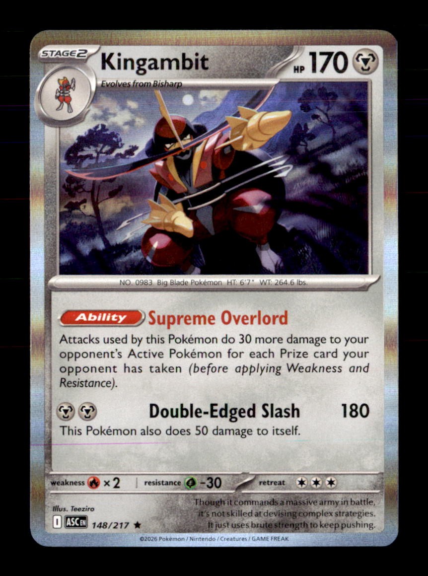 Kingambit 148/217 Rare Ascended Heroes Pokemon Holo Near Mint