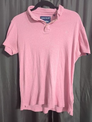 Superdry Idris Elba Mens M Pink Polo Shirt Hidden Button Short Sleeve Cotton