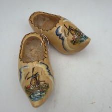 Dutch Clogs Child Wooden Shoes Carved Painted Holland Windmills 10 cm O5