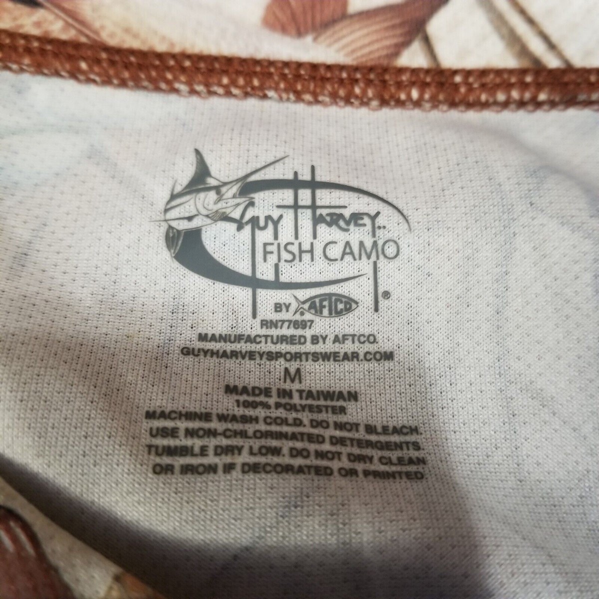 T-shirt De Pêche Homme Guy Harvey Fish Camo - Manches 3/4 - Taille M - Redfish
