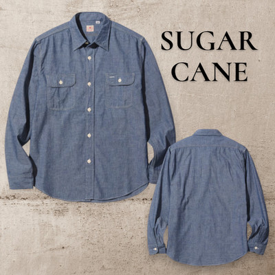 SUGAR CANE Lot No.SC27850 BLUE CHAMBRAY WORK SHIRT LONG SLEEVE Japan Neu