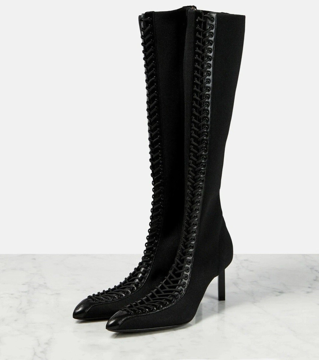 Givenchy Women's Black Show Lace-Up Knee-High Boot Shoes Size 39