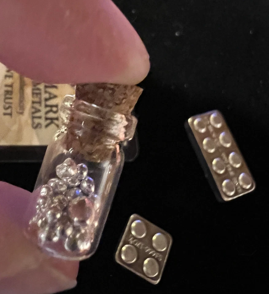 Серебряный LEGO 1/2 и 1/8 унции .999 тонкий слиток 1 грамм выстрел лот - Изображение 2 из 4