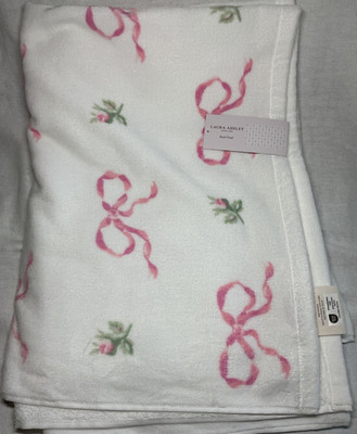 LAURA ASHLEY BEACH TOWEL (1) BOW ROSEBUD PINK 36 X 68 NWT