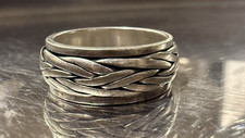 925 Sterling Silver Braided Band Ring Size 7.8 7.7g Solid Twist Design