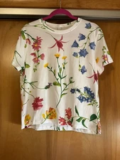H&M Round Neck Short Sleeve tee White Floral Multiprint T-Shirt  M L