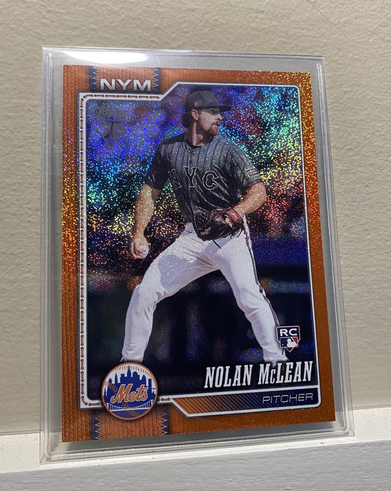 2026 Topps Nolan McLean orange sand glitter rookie card 22/25 #214 NY Mets