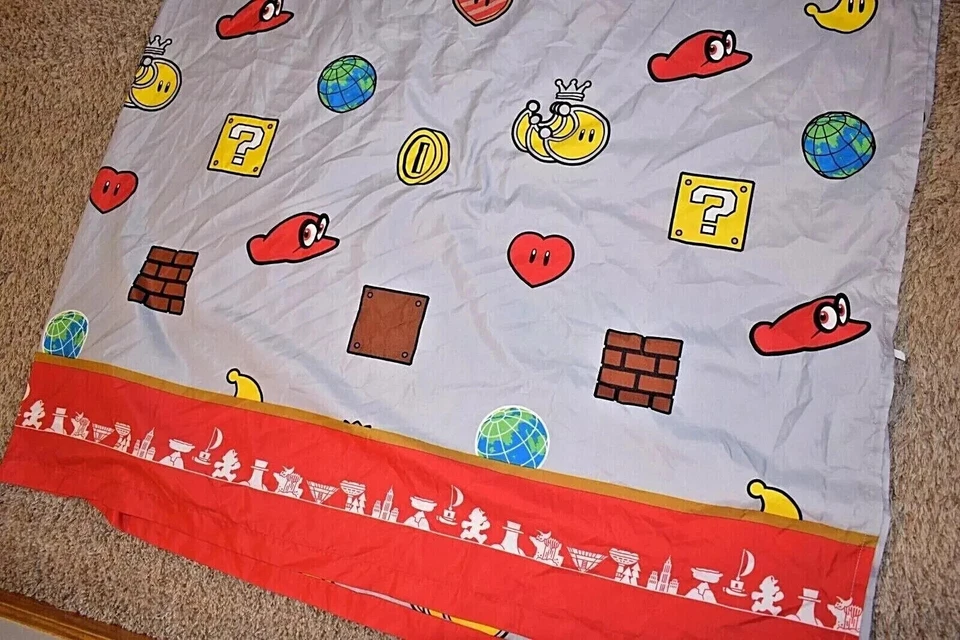 6T!ВАУ! Простыня плоская из микрофибры SUPER MARIO ODYSSEY полная/двойная {ткань} - Изображение 2 из 2