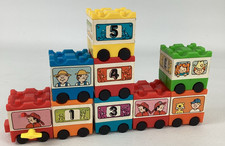 Vintage 1980 AmToy Wind Up Numbers Train Set Building Block Connect Stack