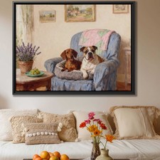 Oil Painting Dog Dachshund Bulldog Canvas Print Living Room Decor Dog Lovers Art