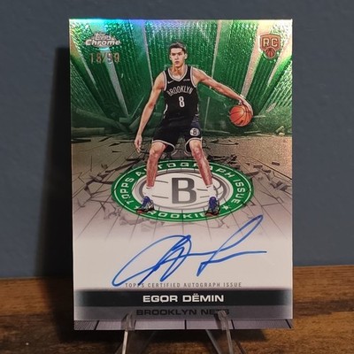 2025-26 Topps Chrome Egor Demin Future Stars RC On Card Auto Green Refractor /99