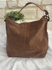 NEW SUEDE Genuine Leather PURSE Hand Shoulder BAG TOTE Carry On DESIGNER Tan