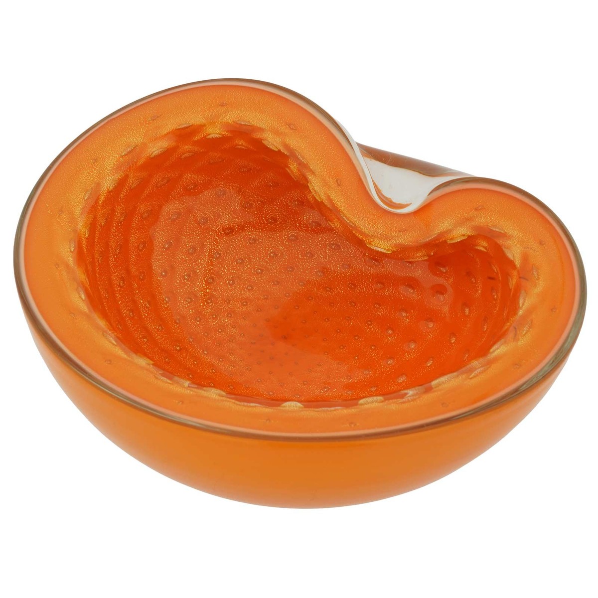 MURANO GLASS 蓋物 オレンジ ミルフィオリ お碗 GlassOfVenice Vintage Murano Glass Bullicante Leaf Bowl - Orange