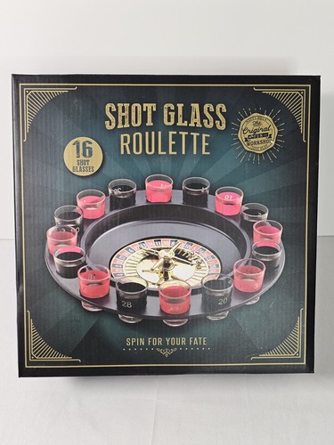 Casino Shot Glass Roulette Drinking Game w/ 16 Glasses Party Bar Game Set