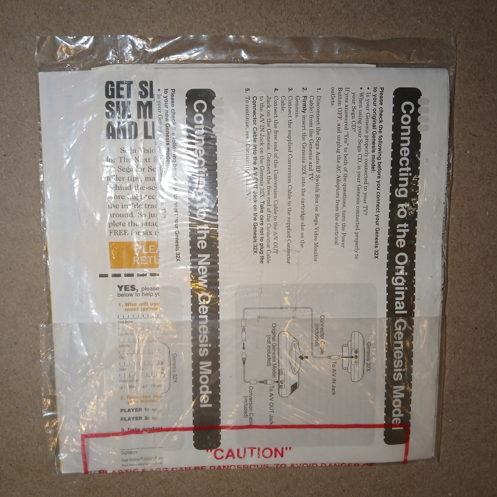 Sega Genesis 32x System Console Instruction Manual & Inserts Only Sealed NIB