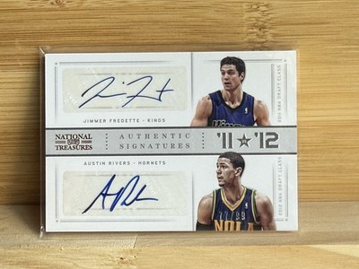 2012-13 Panini National Treasures - '11 Vs '12 Signatures Evan Fournier, Jimmer