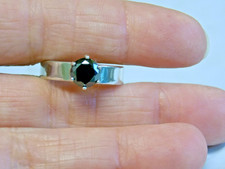 Black Moissanite Size 5 Ring 925 Sterling Silver USA Made 4.5mm Band 1ct