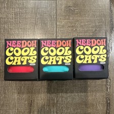 Schylling NeeDoh Cool Cats Pet Me Squeeze Toy Set of 3 Pink Teal Purple