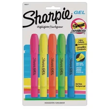 Sharpie 1803277 Gel Highlighter Set, Gel Stick, Non Smearing Pk5