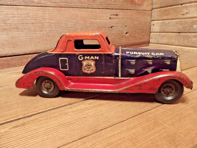 j*j様 USA製　PURSUIT CAR ブリキ　車　G-MAN ルイマルクス VINTAGE 1930's G-MAN PURSUIT WIND UP TOY CAR BY LOUIS MARX & CO