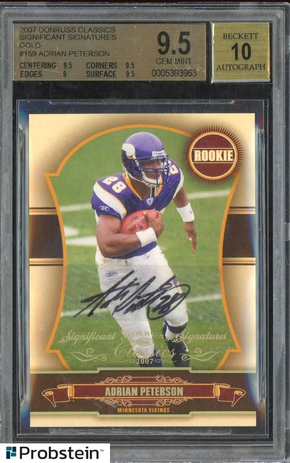 Adrian Peterson Donruss Classics Significant Signatures #159 Gold