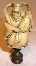 Vintage Antique Chinese Buddha Lamp Finial Ivory Color Carved Resin 2 1/2" Tall