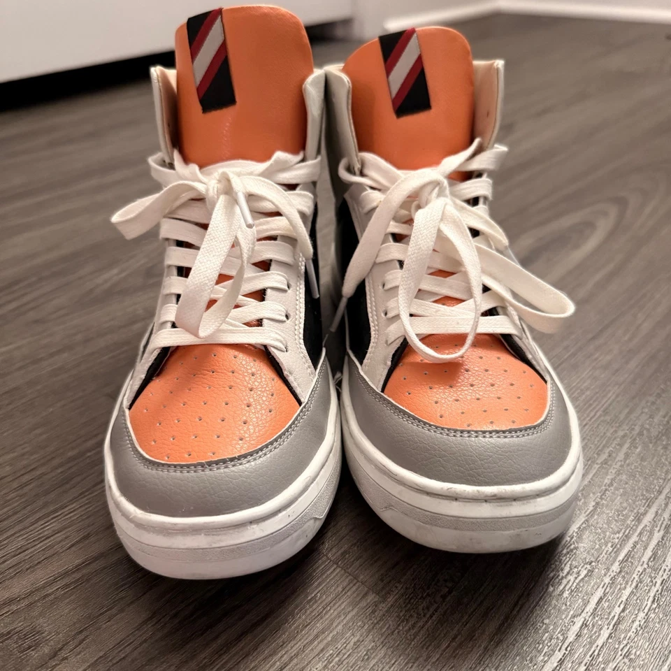 Superdry High Top Sneakers Orange Gray White Black Leather Lace Up Women's sz 8 - Image 2 of 4