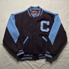 Vintage Golden Bear Varsity Jacket Size XL Black Blue Leather Wool Cisco USA