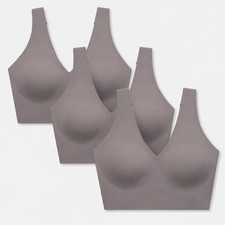Lot of 3 True  co v-neck bras wireless comfort gray women's large NWT